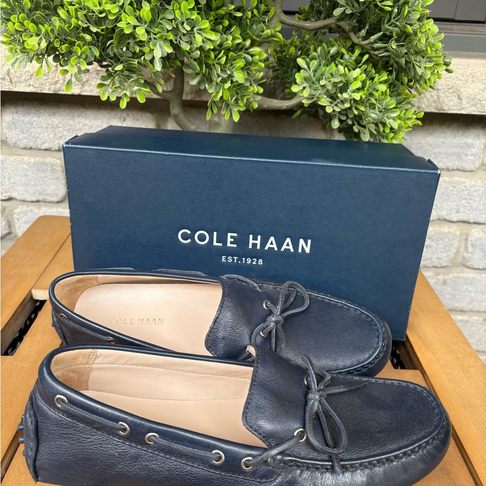 Cole Haan Blue Leather Loafers Moccasin Style